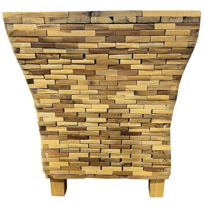 Stacked Wood Block Accent Table 16Lx16Wx19H