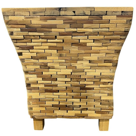 Stacked Wood Block Accent Table 16Lx16Wx19H