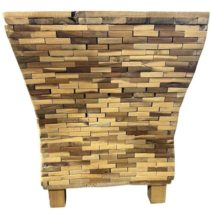 Stacked Wood Block Accent Table 16Lx16Wx19H