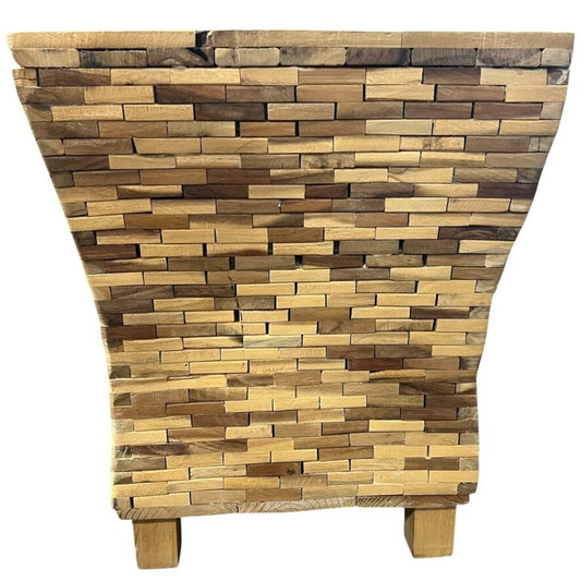 Stacked Wood Block Accent Table 16Lx16Wx19H