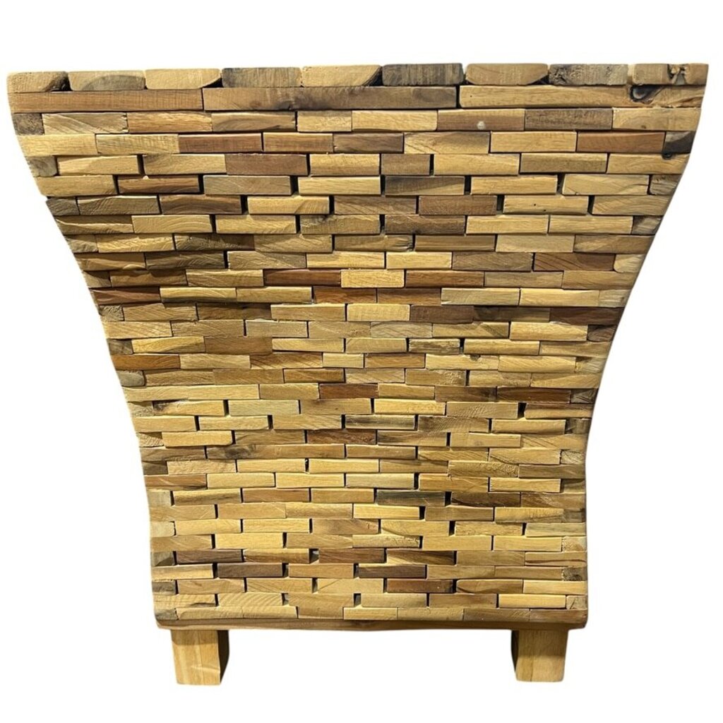 Stacked Wood Block Accent Table 16Lx16Wx19H