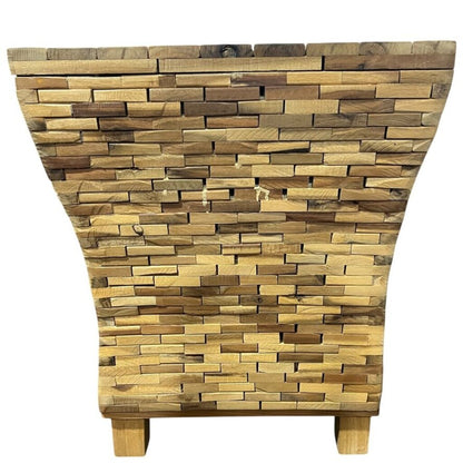 Stacked Wood Block Accent Table 16Lx16Wx19H