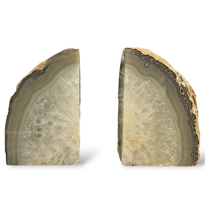 Grey Agate Geode Bookends 6Lx4Wx6H Pair