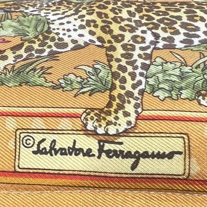 Rare Vintage Salvatore Ferragamo Safari Silk Scarf Pillow w/ Camel Ground 16"x16"