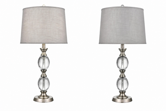 Dashwood Pair of Oval Crystal Table Lamps 15Lx15Wx29H