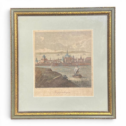 Franz Joseph Schindelmayer Engraving of Copenhagen 12.5Lx11.5Wx.5H