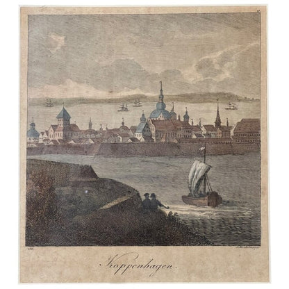 Franz Joseph Schindelmayer Engraving of Copenhagen 12.5Lx11.5Wx.5H