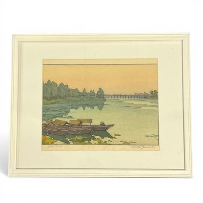 Toshi Yoshida Yodo River Framed Woodprint 15Lx12Wx.5H