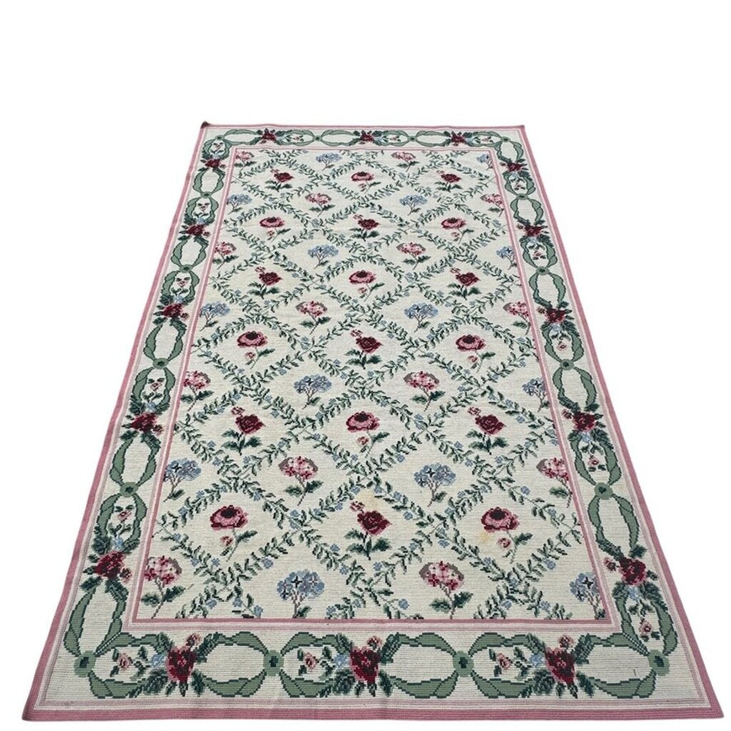 Vintage Portuguese Needlepoint Rug by: Stark Carpets Circa 84 9'Lx5'10"W