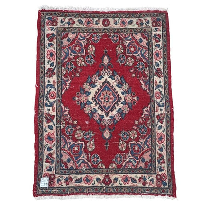 Vintage Handwoven Oriental Scatter Rug 38Lx27W