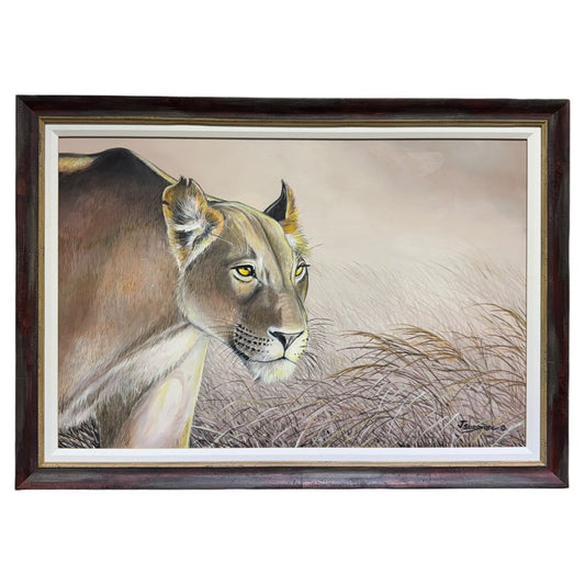 Joe Suroviec Mountain Lion Original Oil on Canvas, Framed, 41Lx29H