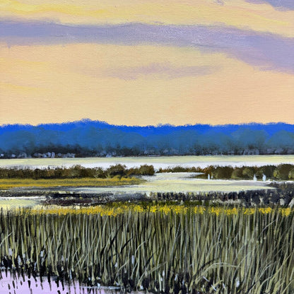 Joe Suroviec Coastal Marsh Landscape Original Oil on Canvas, Framed, 54Lx42H