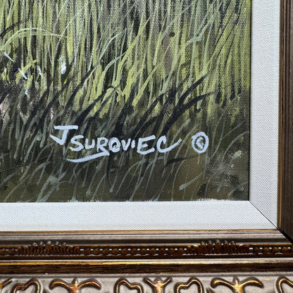 Joe Suroviec Coastal Marsh Landscape Original Oil on Canvas, Framed, 54Lx42H