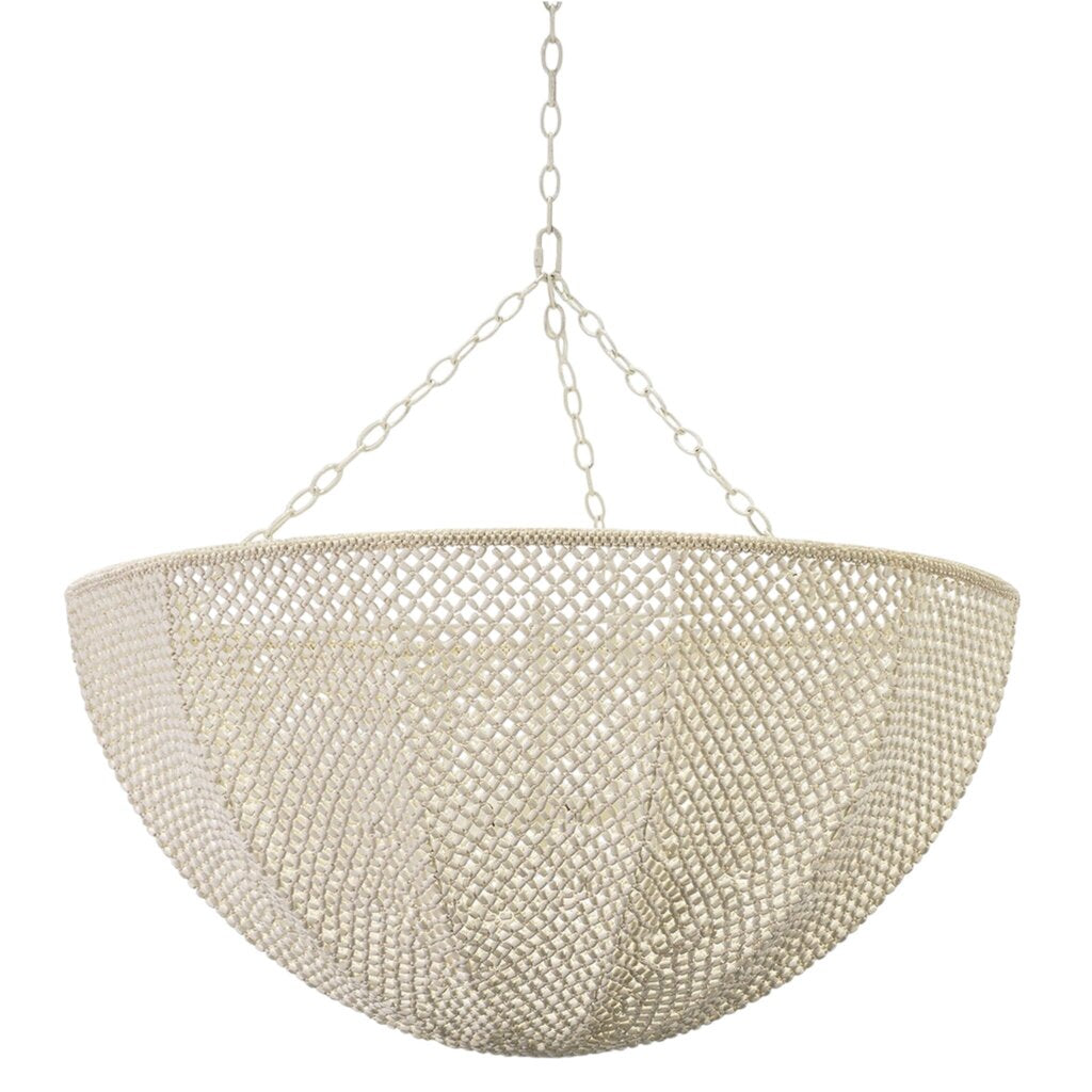 Palecek Quinn Wood & Coconut Bead Half-Dome Chandelier 36Lx36Wx18H (pre-owned)