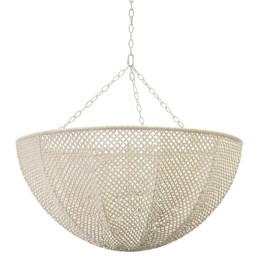 Palecek Quinn Wood & Coconut Bead Half-Dome Chandelier 36Lx36Wx18H (pre-owned)