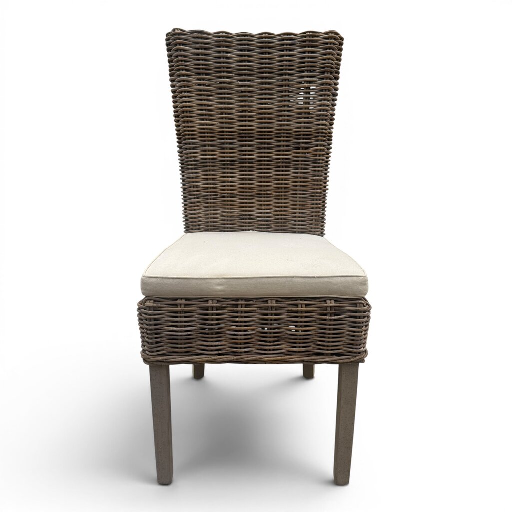 Set of 6 Coastal Handwoven Wicker Dining Chairs w/ Cushions 19Lx20Wx40H