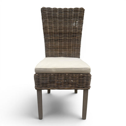 Set of 6 Coastal Handwoven Wicker Dining Chairs w/ Cushions 19Lx20Wx40H