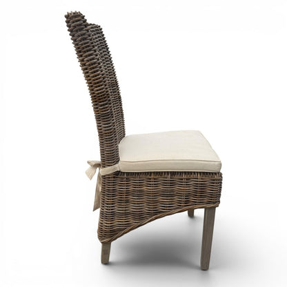 Set of 6 Coastal Handwoven Wicker Dining Chairs w/ Cushions 19Lx20Wx40H