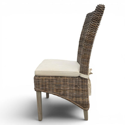 Set of 6 Coastal Handwoven Wicker Dining Chairs w/ Cushions 19Lx20Wx40H