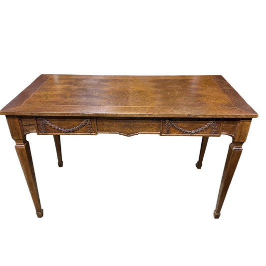Italian Louis XVI Style Walnut One-Drawer Writing Desk 47.5Lx24Wx29H