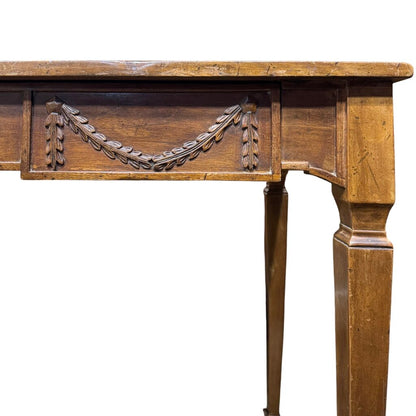 Italian Louis XVI Style Walnut One-Drawer Writing Desk 47.5Lx24Wx29H