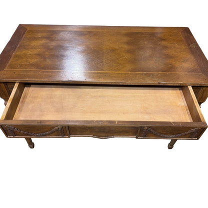 Italian Louis XVI Style Walnut One-Drawer Writing Desk 47.5Lx24Wx29H