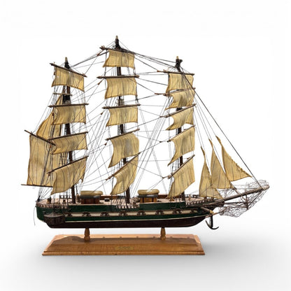 Vintage 1950s Spanish Handcrafted Three-Masted Sailing Ship 29Lx6Wx24H