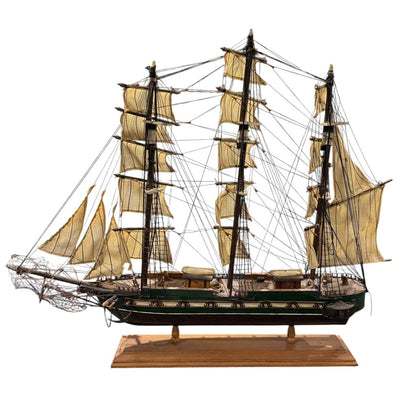 Vintage 1950s Spanish Handcrafted Three-Masted Sailing Ship 29Lx6Wx24H