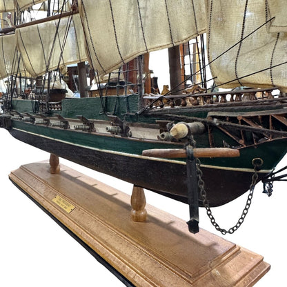 Vintage 1950s Spanish Handcrafted Three-Masted Sailing Ship 29Lx6Wx24H
