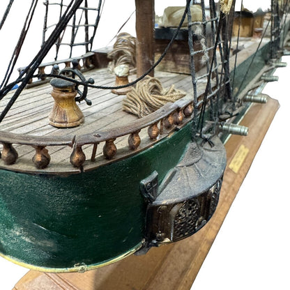 Vintage 1950s Spanish Handcrafted Three-Masted Sailing Ship 29Lx6Wx24H