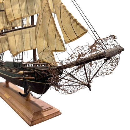 Vintage 1950s Spanish Handcrafted Three-Masted Sailing Ship 29Lx6Wx24H
