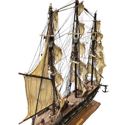 Vintage 1950s Spanish Handcrafted Three-Masted Sailing Ship 29Lx6Wx24H