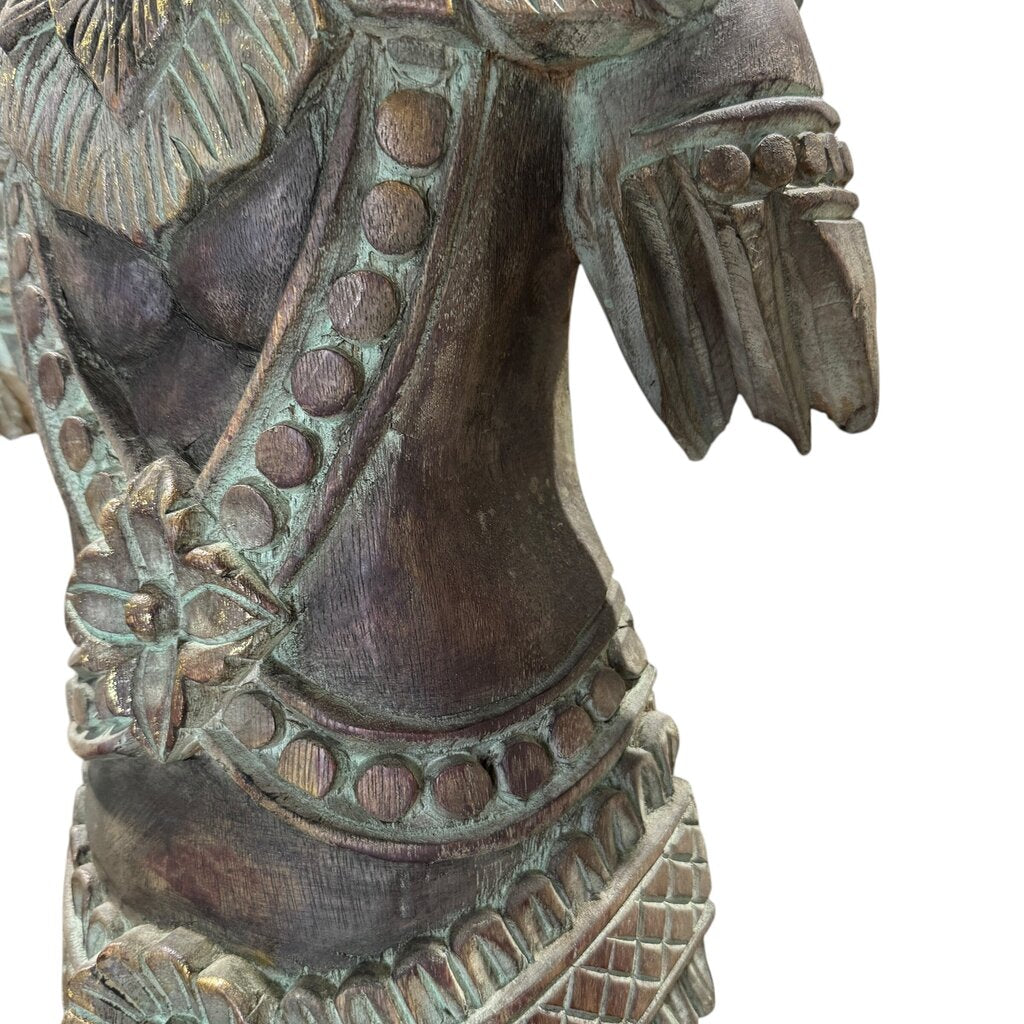 Large Southeast Asian Carved Wood Buddha Style Temple Figure 16Lx8Wx55H