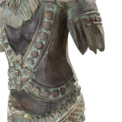 Large Southeast Asian Carved Wood Buddha Style Temple Figure 16Lx8Wx55H