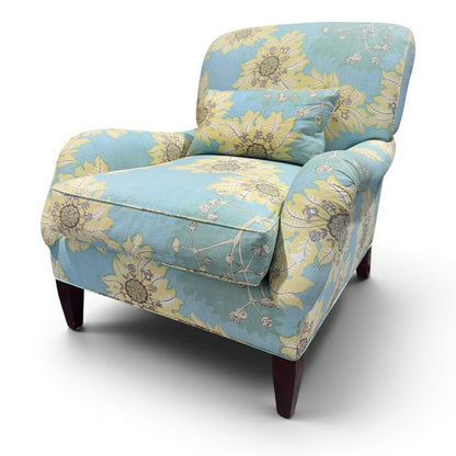 Upholstered Feather-Filled Accent Chair w/ Lumbar Pillow Made in USA 36Lx38Wx36H