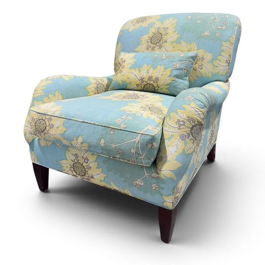 Upholstered Feather-Filled Accent Chair w/ Lumbar Pillow Made in USA 36Lx38Wx36H