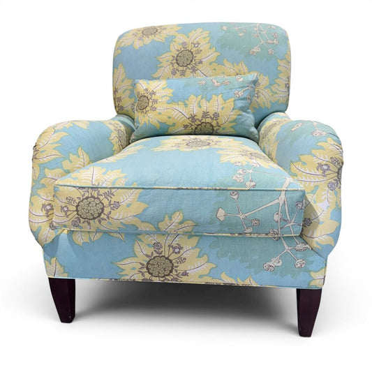 Upholstered Feather-Filled Accent Chair w/ Lumbar Pillow Made in USA 36Lx38Wx36H