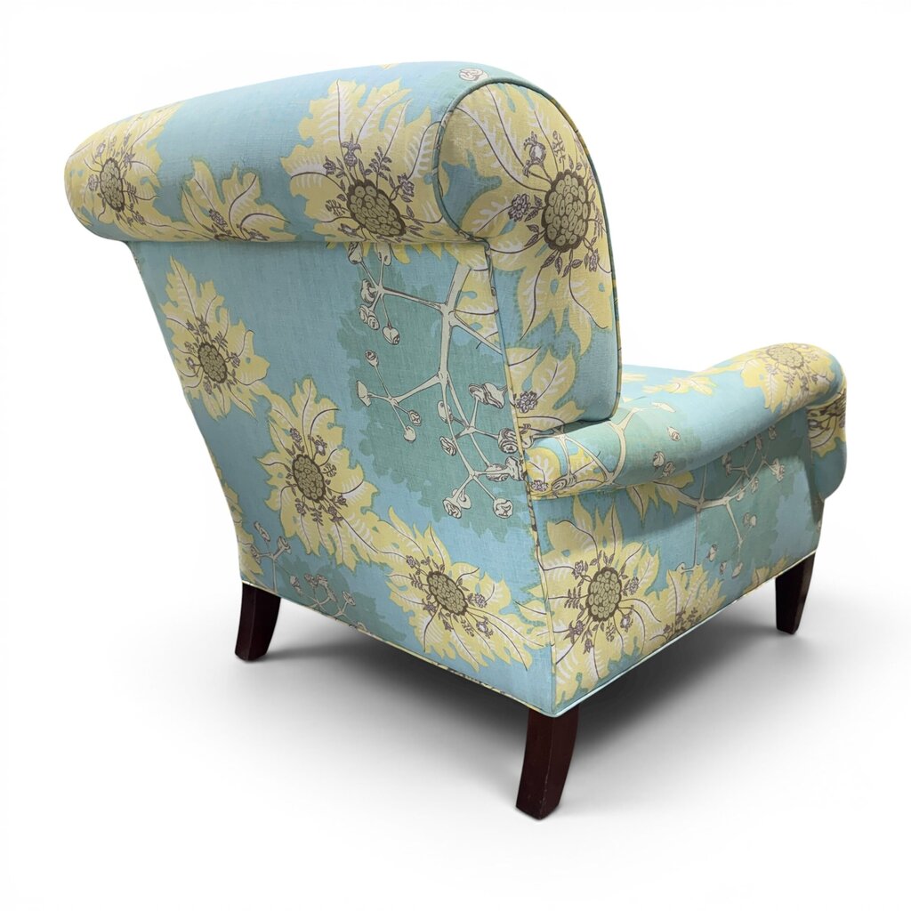 Upholstered Feather-Filled Accent Chair w/ Lumbar Pillow Made in USA 36Lx38Wx36H