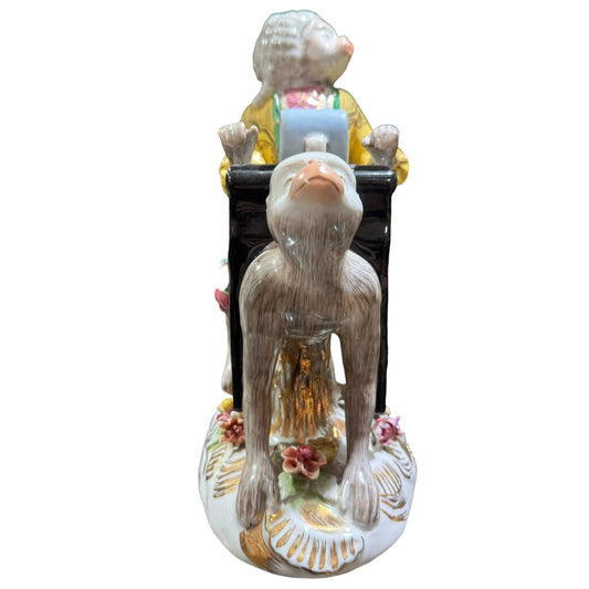 Pair of Porcelain Monkey Musician Figurines 12Lx10Wx11H