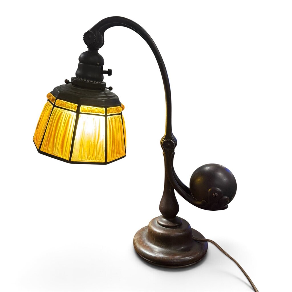 Tiffany Studios Favrile Glass Counterbalance Desk Lamp c. 1910 13Lx6.5Wx16H