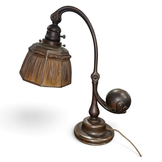 Tiffany Studios Favrile Glass Counterbalance Desk Lamp c. 1910 13Lx6.5Wx16H