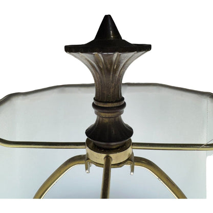 Pair Mid Century Italian Regency Onyx Brass Lionhead Lamps 14Lx14Wx31H