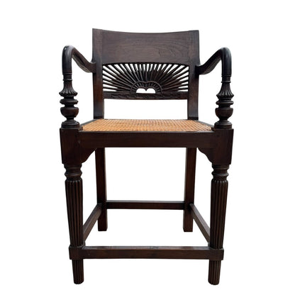 Set of 3 Regency Mahogany Sunburst Cane Counter Stools 21Lx21Wx40H