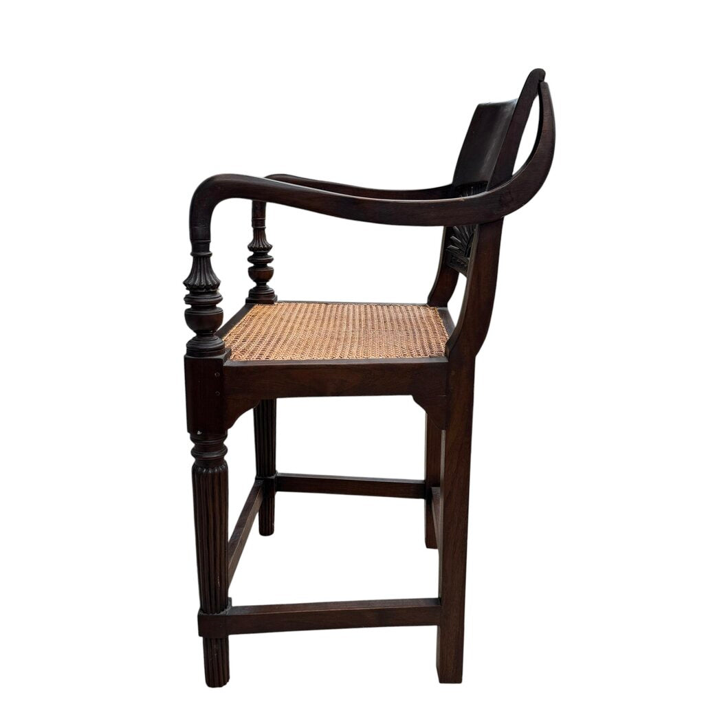 Set of 3 Regency Mahogany Sunburst Cane Counter Stools 21Lx21Wx40H