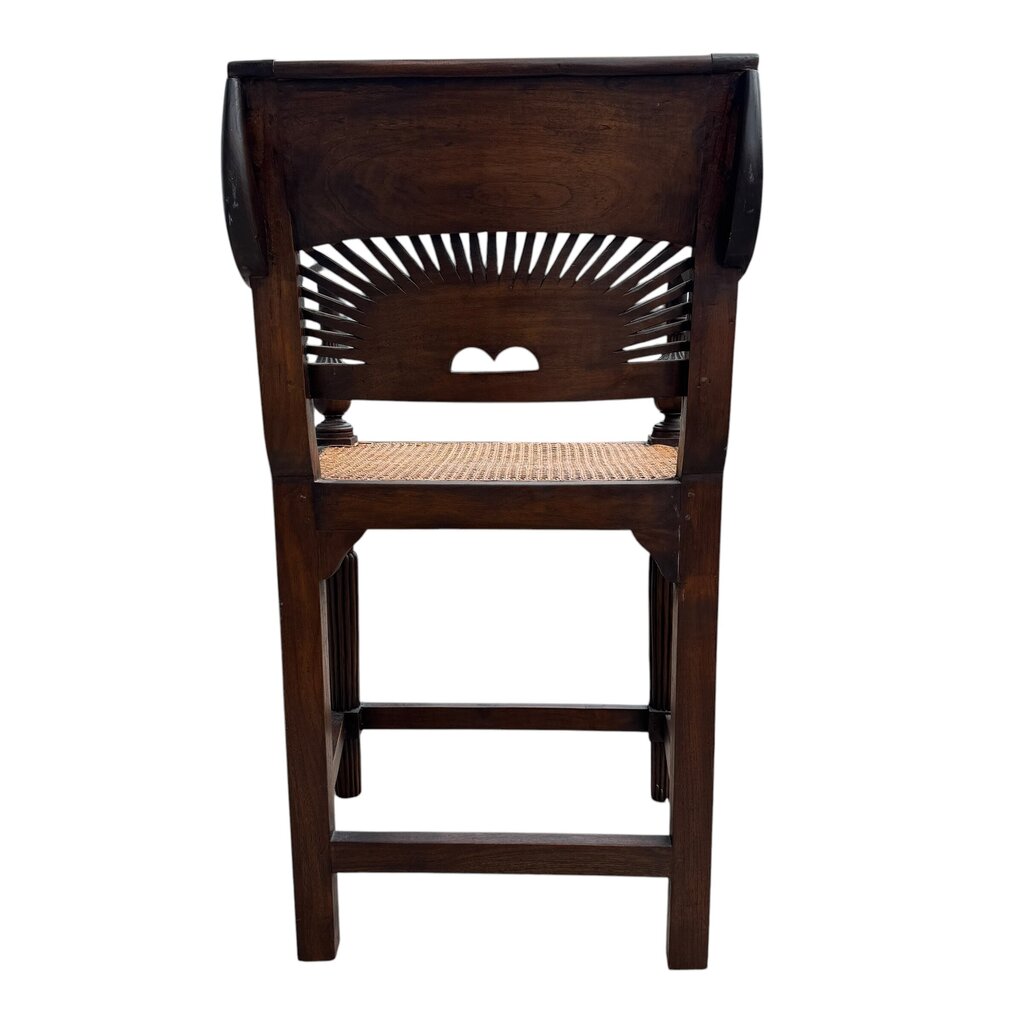 Set of 3 Regency Mahogany Sunburst Cane Counter Stools 21Lx21Wx40H