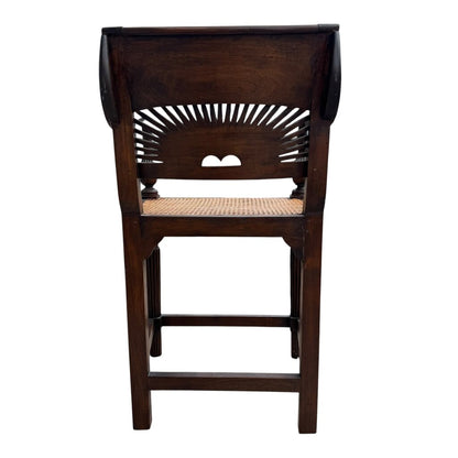 Set of 3 Regency Mahogany Sunburst Cane Counter Stools 21Lx21Wx40H