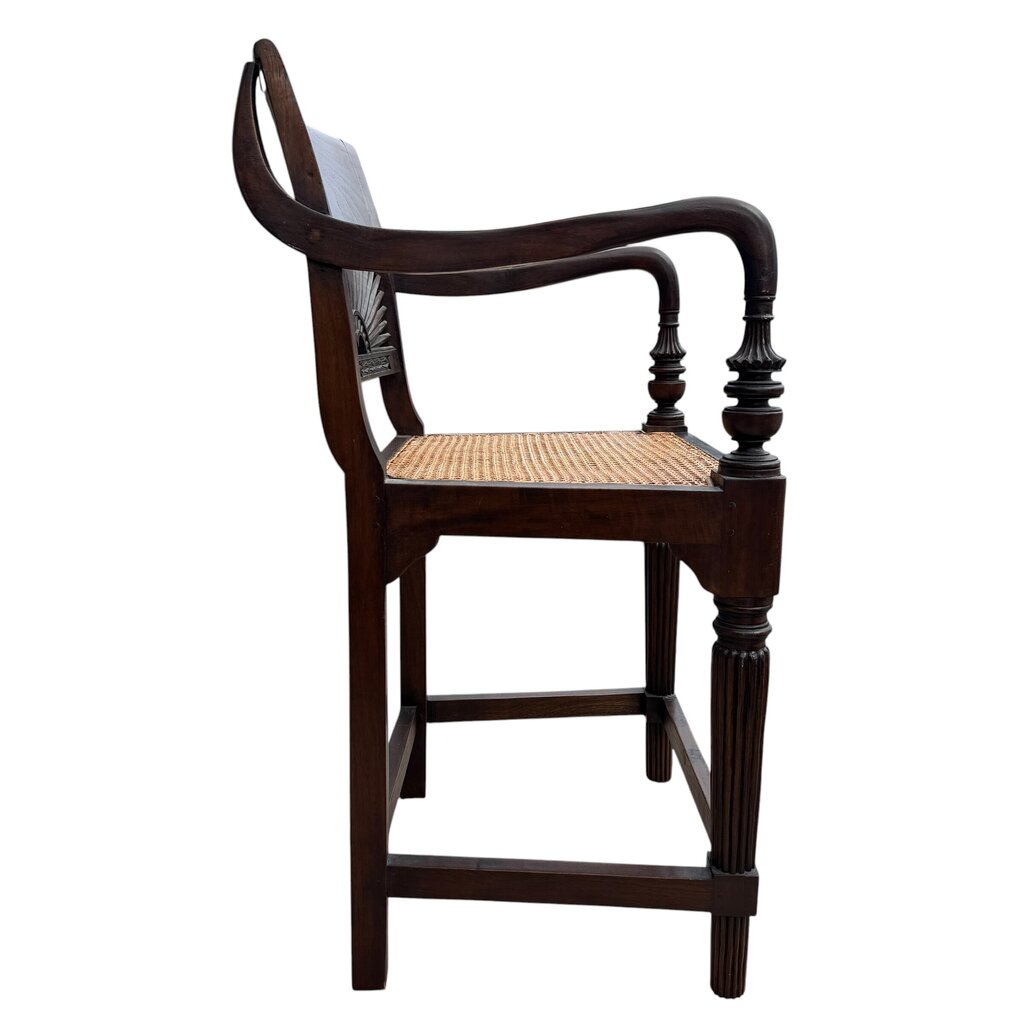 Set of 3 Regency Mahogany Sunburst Cane Counter Stools 21Lx21Wx40H