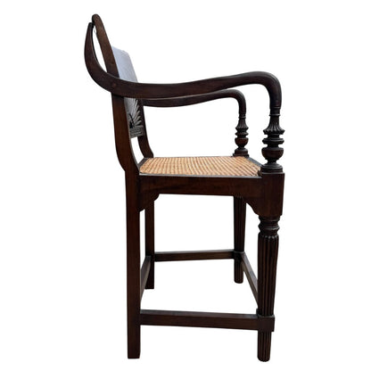 Set of 3 Regency Mahogany Sunburst Cane Counter Stools 21Lx21Wx40H