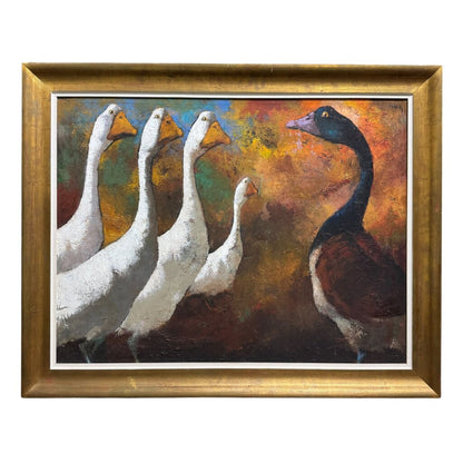 Fausto de Lima (1923-1994) Original Oil on Canvas Five Geese 46Lx36H