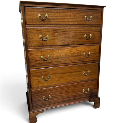 Vintage Traditional Mahogany 5-Drawer Tall Chest 34Lx20Wx47.5H